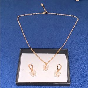 White Butterfly Jewelry Set